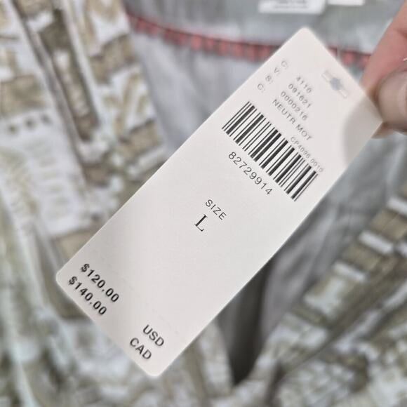 Anthropologie Top Womens Large Beige White Tank Crop Tie V Cream Tan Faux Wrap - Picture 9 of 12